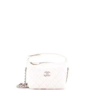 Chanel CC Stars Hobo Clutch with Chain Quilted Caviar